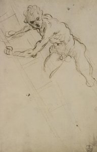 Estudo de uma figura para a Crucificação (carvão sobre papel) de Domenico Robusti Tintoretto