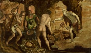 A Forja de Vulcano, por volta de 1544-1548 (óleo sobre tela) de Domenico Robusti Tintoretto