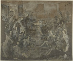 Santa Catarina em discussão com os escribas de Domenico Tintoretto