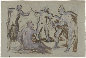 Job no monturo, cercado por seus amigos de Domenico Tintoretto