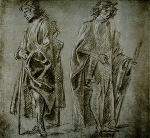 Estudos de tapeçaria para duas figuras masculinas de Domenico school of Ghirlandaio