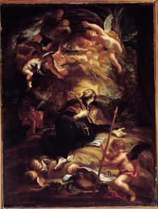 A morte de São Francisco Xavier (François-Xavier) (1506-1552), Missionário Jesuíta Espanhol (A morte de São Francisco Xavier) Pintura de Domenico Piola (1627-1703) Genes, Musei di Strada Nuova (ex Palazzo Bianco)