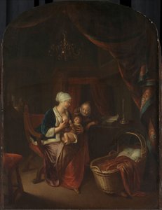 Uma mãe dando a seu filho o peito de Domenicus van Tol