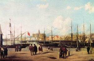 Vista do porto de Málaga, Espanha de Domingo Gallego y Alvarez