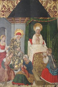 Painel com o Nascimento de S. João Baptista do Retábulo, séc. XV.