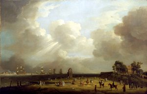 A chegada da Princesa Charlotte (1766-1828) a Harwich, setembro de 1761. Óleo sobre tela de Dominic Serres
