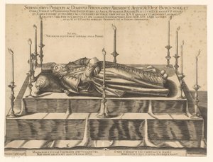 Retrato da morte de Fernão II do Tirol
Serenissimus Princeps Ac Dominus Ferdinandus Archidux Austriae (...) (título sobre o objecto) de Dominicus Custos (possibly)