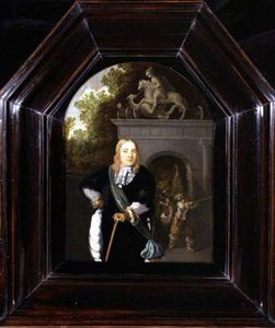 Retrato, de, capitão, jacobus van der burgh, ficar, antes de, Doeler, Poort, leiden de Dominicus van Tol
