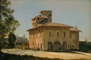 A Villa de Rafael em Roma, c.1837-40 (óleo sobre papel sobre tela) de Dominique Louis Papety