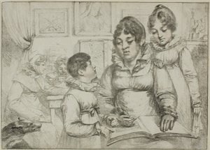 Grupo Familiar (Mulher lendo para duas crianças) de Dominique Vivant Denon