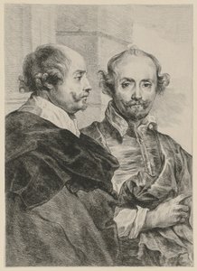 Retrato de dois homens idosos, de perfil e de frente de Dominique Vivant Denon