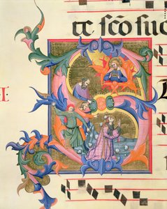 Ms 572 f.32v Historiated inicial &39;S&39; representando o apedrejamento de Santo Estêvão