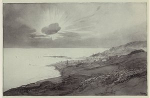 Lyme Regis a partir das colinas de Charmouth (litografia) de Donald (after) Maxwell