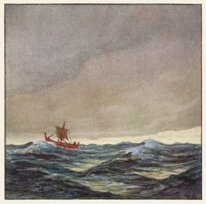 Rudyard Kipling: Canção do Barco de Guerra Vermelho (litografia a cores) de Donald (after) Maxwell