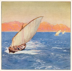 Rudyard Kipling: O Junco e o Dhow (litografia a cores) de Donald (after) Maxwell
