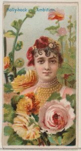 Hollyhock: Ambition, da série Floral Beauties and Language of Flowers N75 para Duk..., 1892.