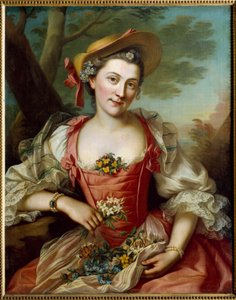 Retrato de Mulher Pintura de Donatien Honotte (1707-1785) Dijon do século XVIII, Museu de Belas Artes