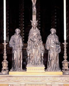 Itália, Pádua, Basílica de Santo Antônio de Pádua, Grupo da Virgem e do Menino com os Santos, de Donatello (cerca de 1386-1466), bronze de Donatello