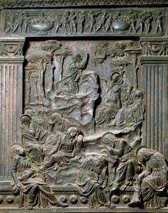 A oração no Monte das Oliveiras. Baixo relevo da cadeira à esquerda, c.1460 de Donatello
