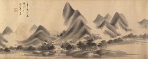 Paisagem no estilo de Mi Fu, datada de 1611 e 1612.