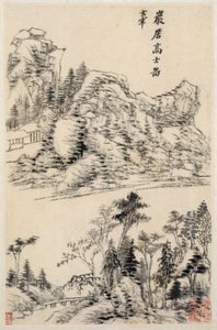 Paisagens inspiradas nos antigos mestres de Dong Qichang