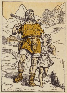 William Tell e seu filho (lito colorido) de Donn P. Crane