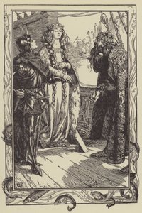 Rei Anguish dá Isolt a Sir Tristram (litho) de Dora Curtis