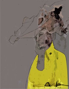 Retrato Amarelo Abstrato de Doris Schmitz