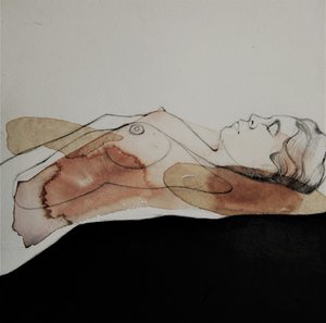 Nu em aquarela serena de Doris Schmitz