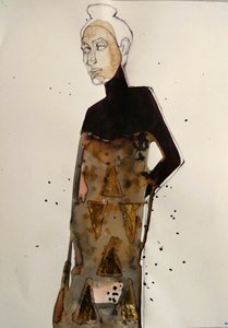 Elegante figura de moda dourada