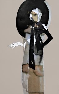 Mulher elegante com chapéu preto