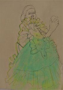 Esboço de uma mulher elegante em verde de Doris Schmitz