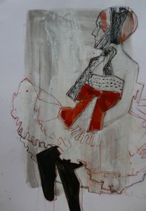 Mulher Elegante com Laço Vermelho de Doris Schmitz