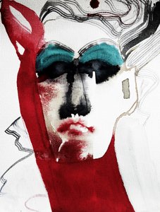 Retrato Expressivo em Vermelho
