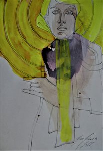 Retrato Amarelo Expressivo de Doris Schmitz
