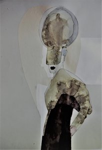 Perfil abstrato e pensativo de Doris Schmitz