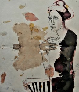Figura pensativa e folhas de Doris Schmitz