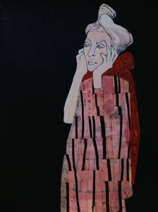 Mulher pensativa de vermelho de Doris Schmitz