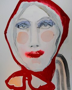 Retrato de uma mulher com capuz vermelho de Doris Schmitz