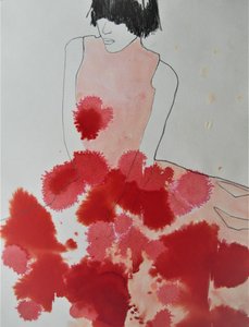 Vestido de Tinta Vermelha de Doris Schmitz