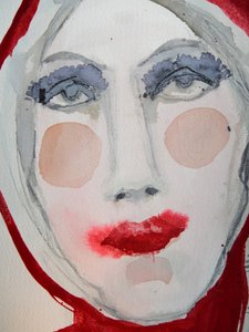 Retrato de Lábios Vermelhos