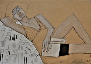 Mulher descontraída a ler de Doris Schmitz