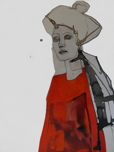 Retrato elegante em vermelho de Doris Schmitz