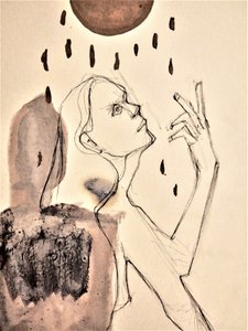 Mulher a pegar nas gotas de Doris Schmitz