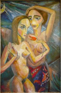 Duas meninas com tulipa de Dorothea Mätzel Johannsen
