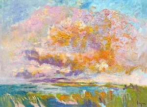 Pôr-do-sol com um céu de nuvens vibrante de Dorothy Fagan