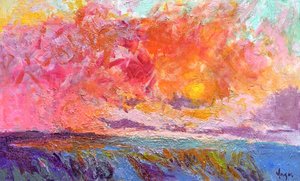 Paisagem marítima com um pôr-do-sol vibrante de Dorothy Fagan