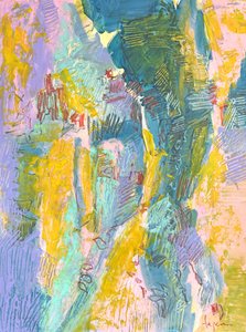Abreto abstrato em amarelo e azul vibrantes de Dorothy Fagan