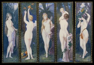 Os Cinco Sentidos (gouache sobre marfim) de Dubois Dubois