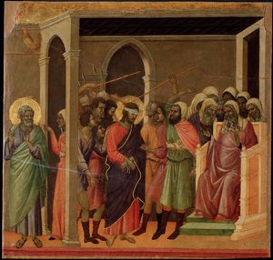 Jesus desprezou. retábulo da Maesta (tempera e ouro sobre madeira de Duccio di Buoninsegna